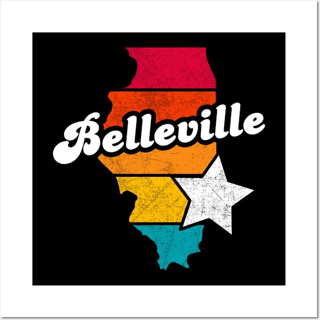 Belleville Illinois Vintage Distressed Souvenir Wall Art by NickDezArts